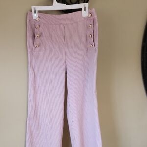 Chic Striped Cropped Pants in Pink
